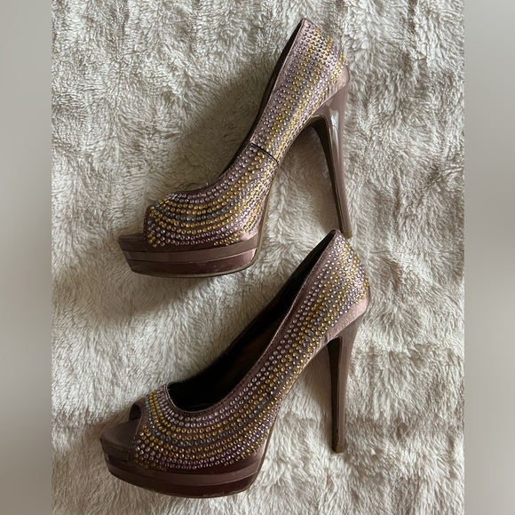 Society86 Multicolored Gemstone Peep-Toe High Heels - Picture 3 of 7